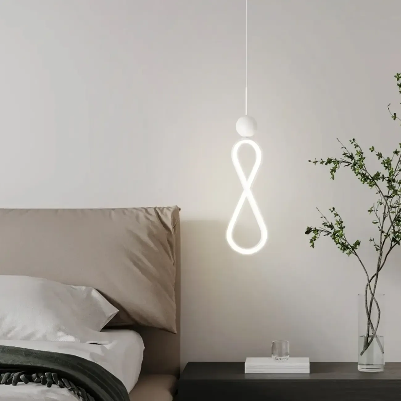 Minimalist White Metal LED Pendant Light Hanging Lamp Image - 1