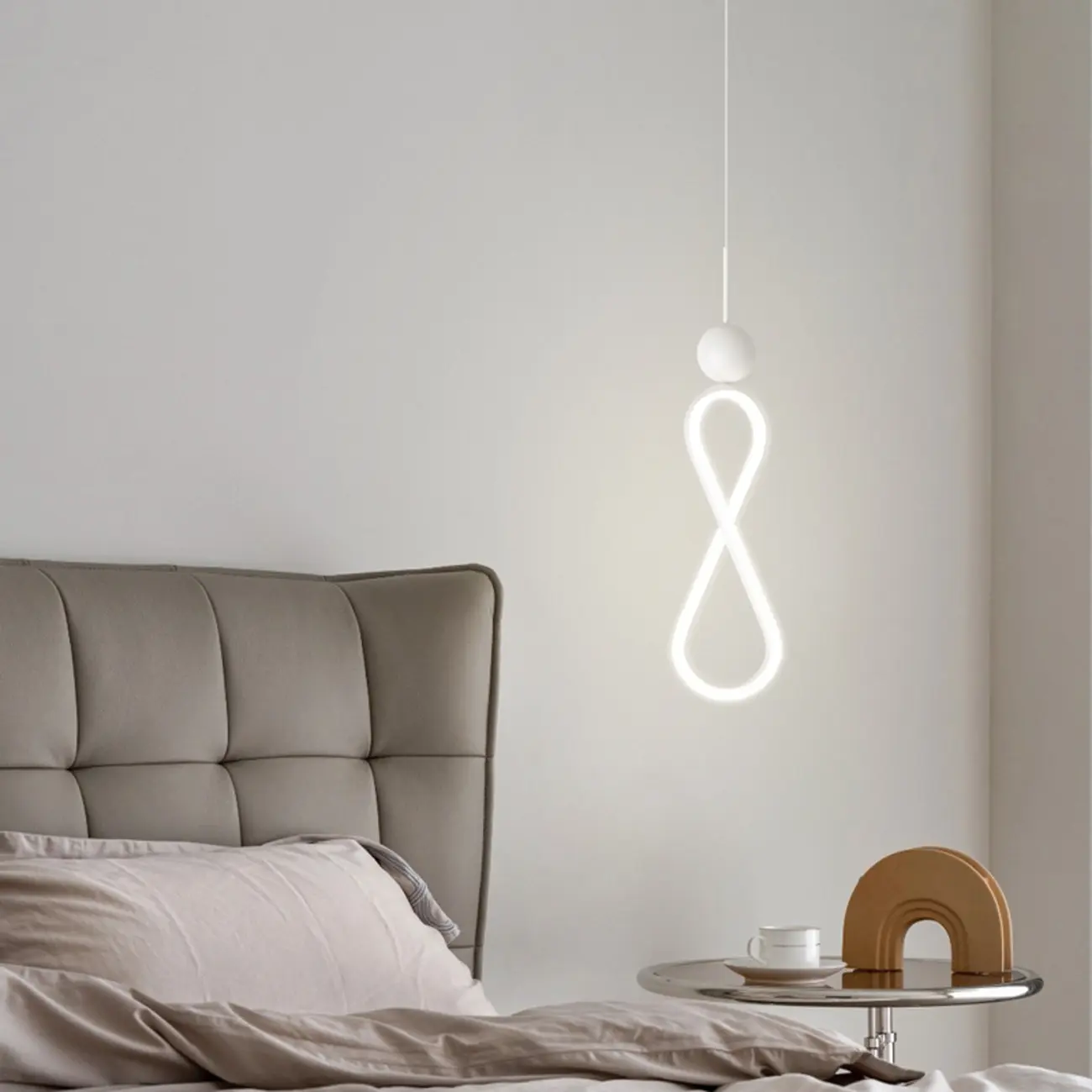 Minimalist White Metal LED Pendant Light Hanging Lamp Image - 2 | homeyfad