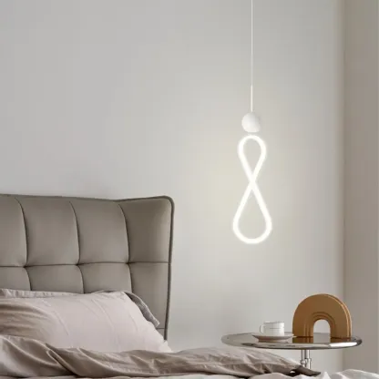 Minimalist White Metal LED Pendant Light Hanging Lamp Image - 2