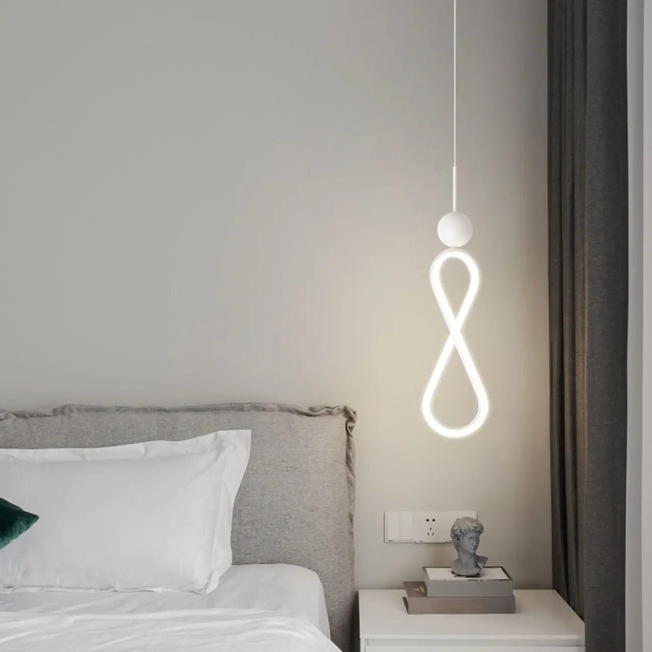 Minimalist White Metal LED Pendant Light Hanging Lamp Image - 3 | homeyfad