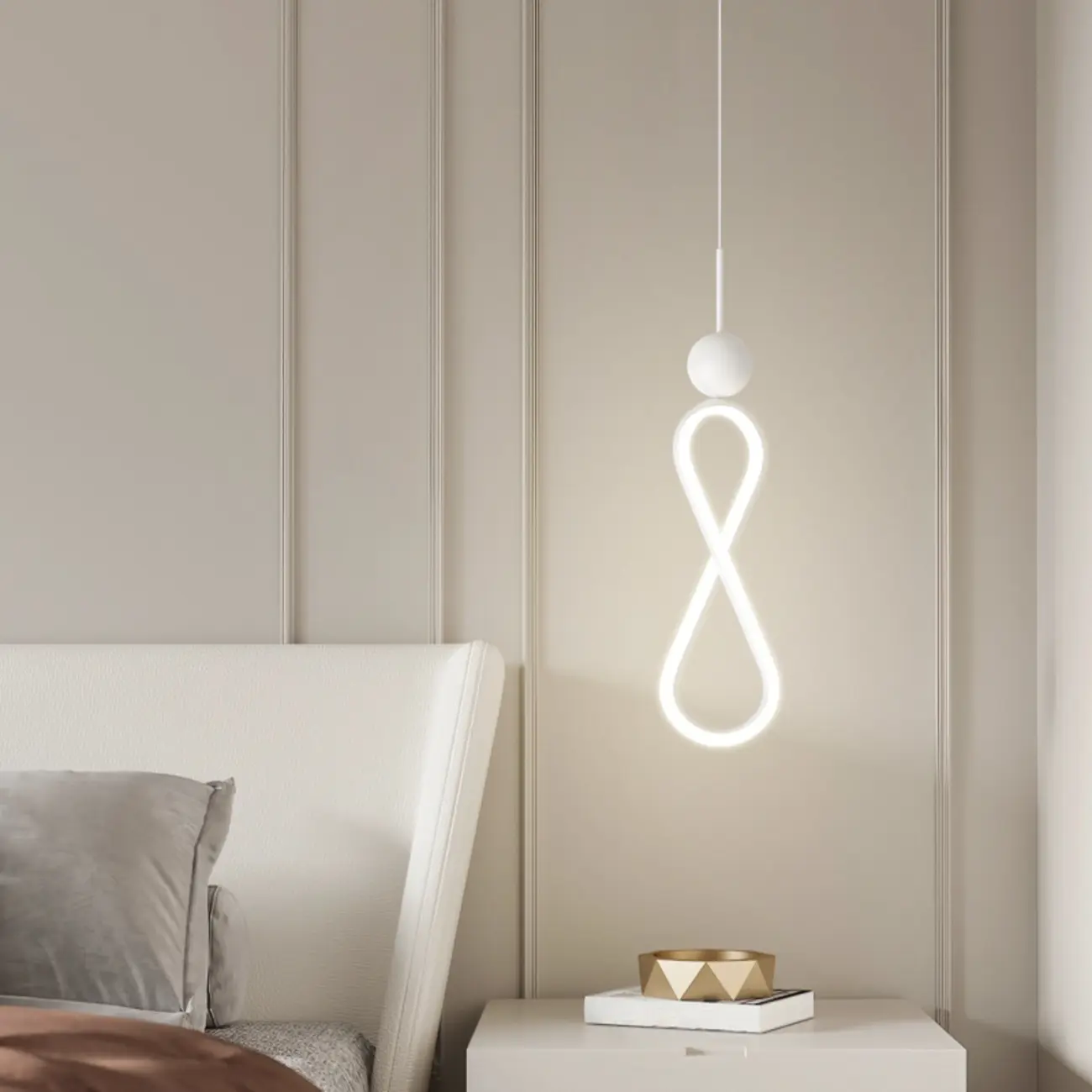 Minimalist White Metal LED Pendant Light Hanging Lamp Image - 4 | homeyfad