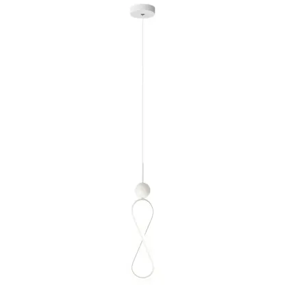 Minimalist White Metal LED Pendant Light Hanging Lamp Image - 5