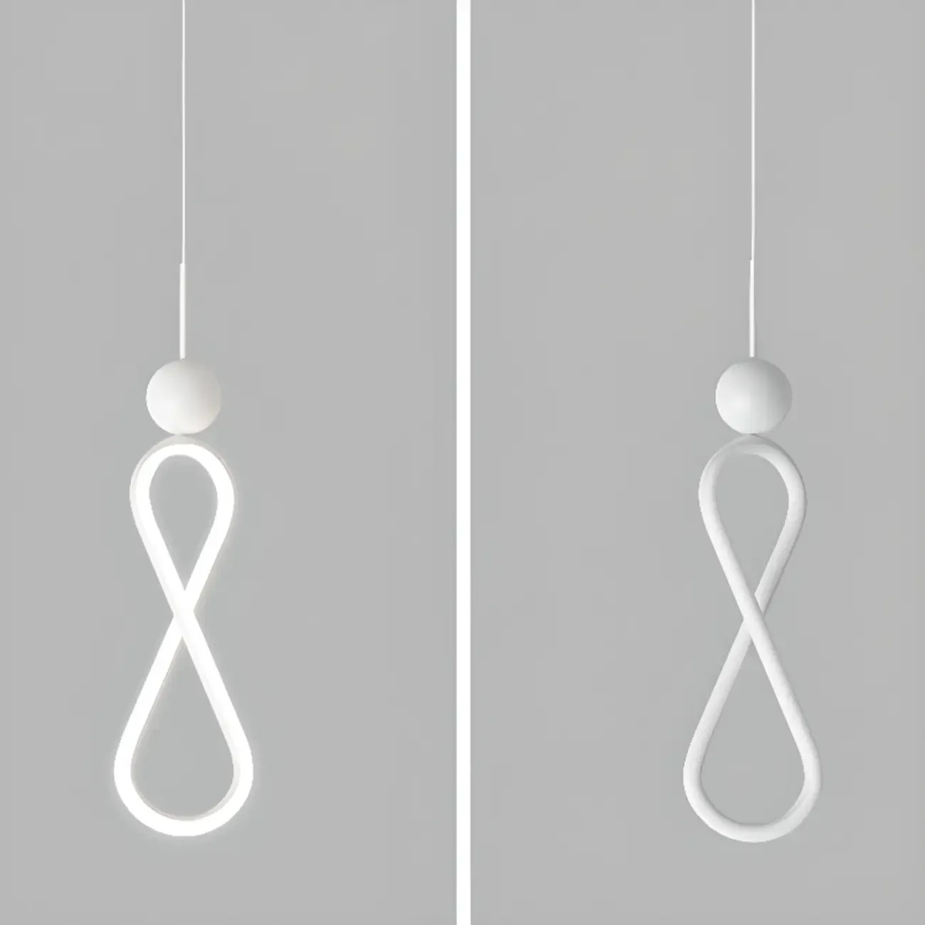 Minimalist White Metal LED Pendant Light Hanging Lamp Image - 8