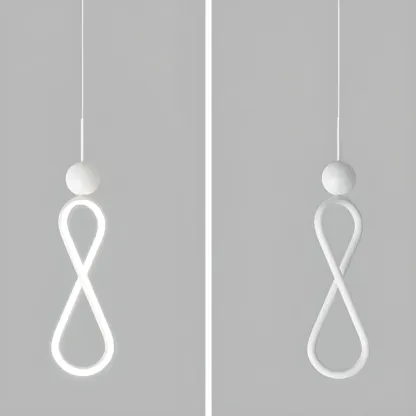 Minimalist White Metal LED Pendant Light Hanging Lamp Image - 8