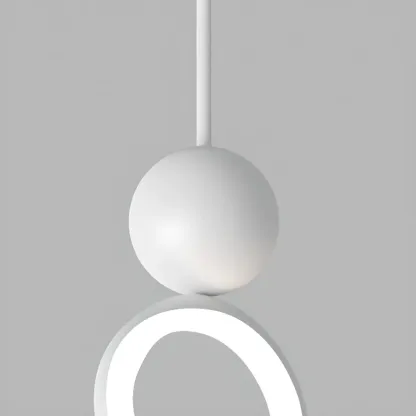 Minimalist White Metal LED Pendant Light Hanging Lamp Image - 10