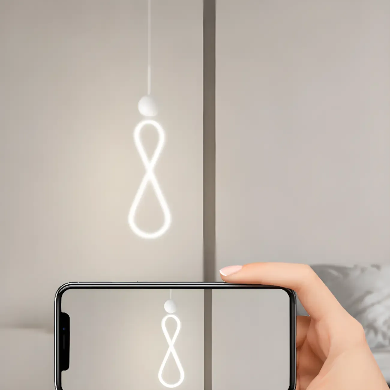 Minimalist White Metal LED Pendant Light Hanging Lamp Image - 11