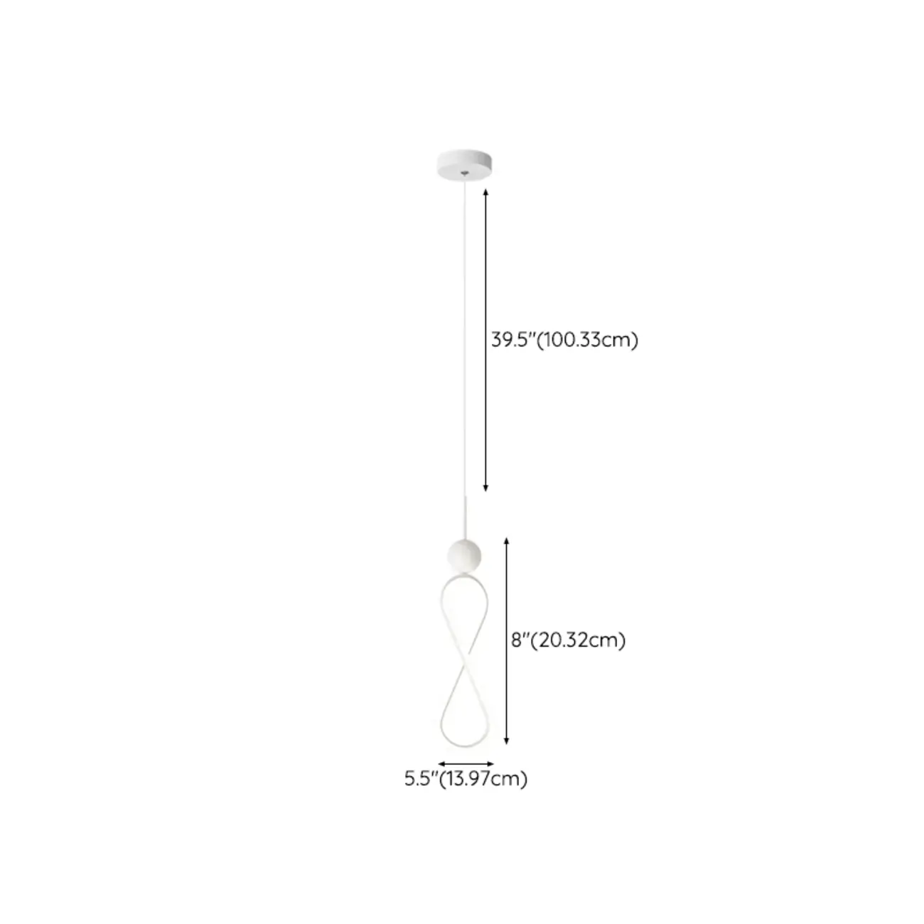 Minimalist White Metal LED Pendant Light Hanging Lamp #size | homeyfad