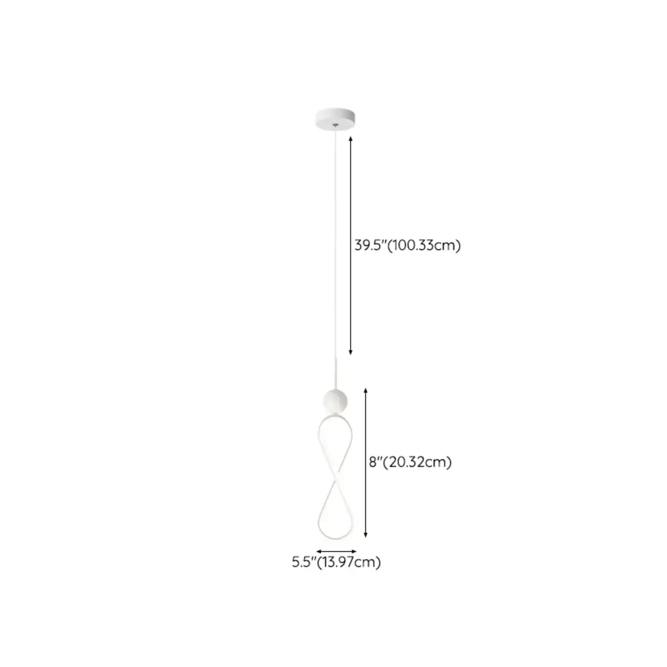 Minimalist White Metal LED Pendant Light Hanging Lamp #size