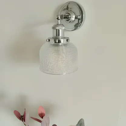 Modern Chrome Glass Wall Light for Bathroom Decor Image - 4