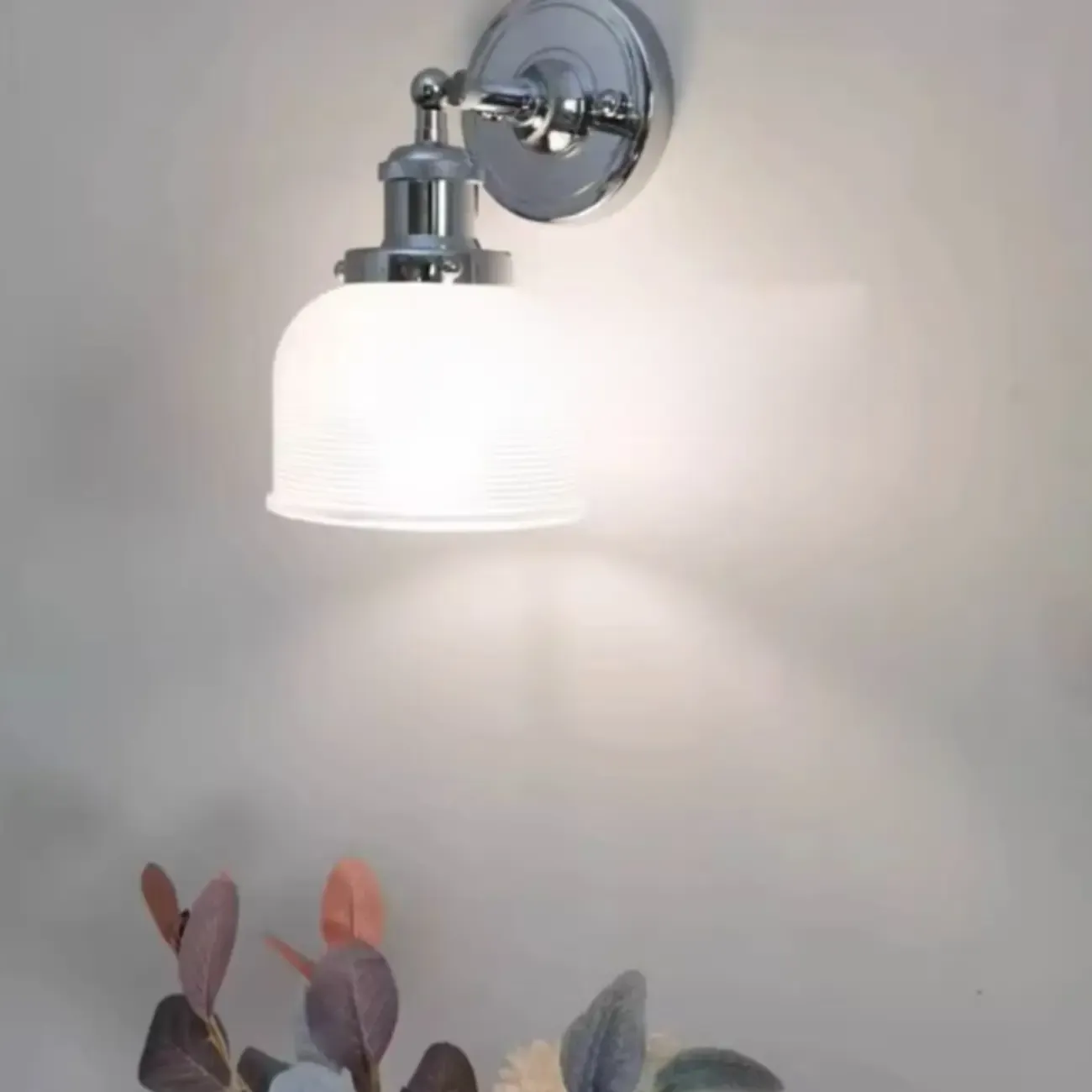 Modern Chrome Glass Wall Light for Bathroom Decor Image - 8