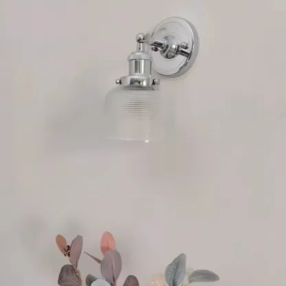 Modern Chrome Glass Wall Light for Bathroom Decor Image - 9