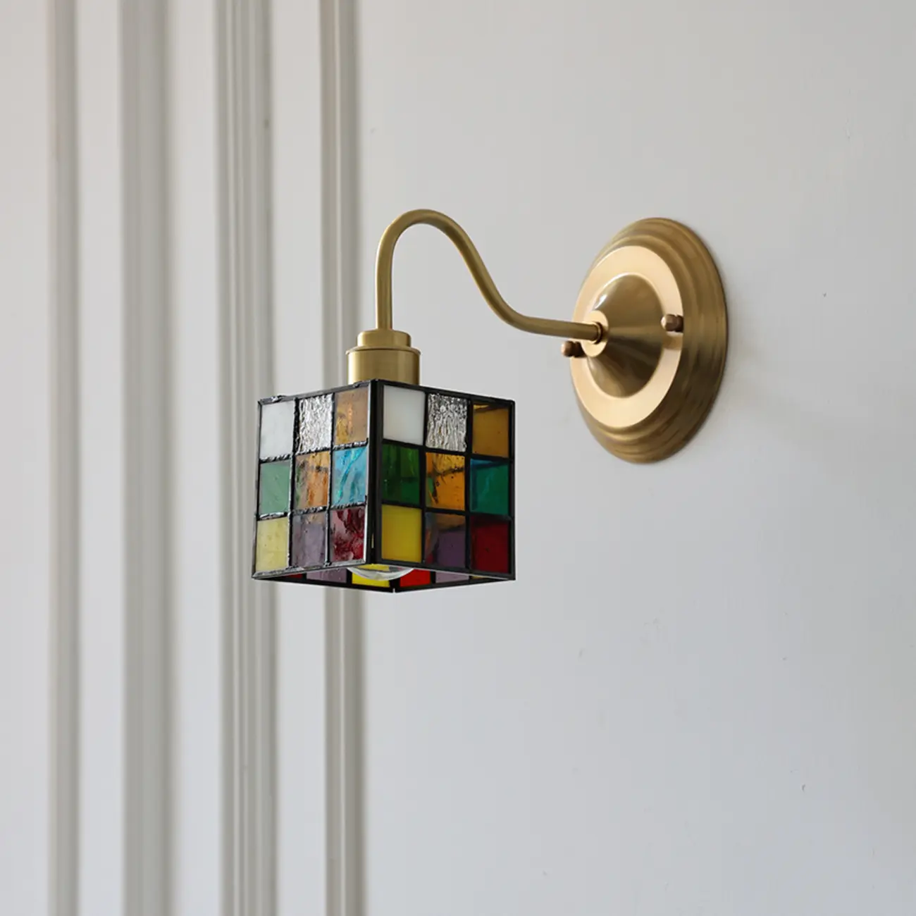 Vintage Stained Glass Wall Sconce in Colorful Design Image - 5 | homeyfad