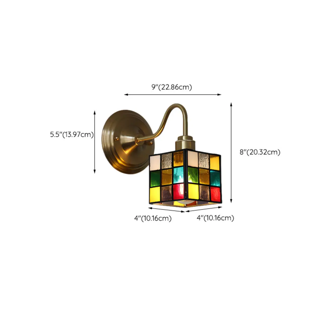 Vintage Stained Glass Wall Sconce in Colorful Design #size | homeyfad