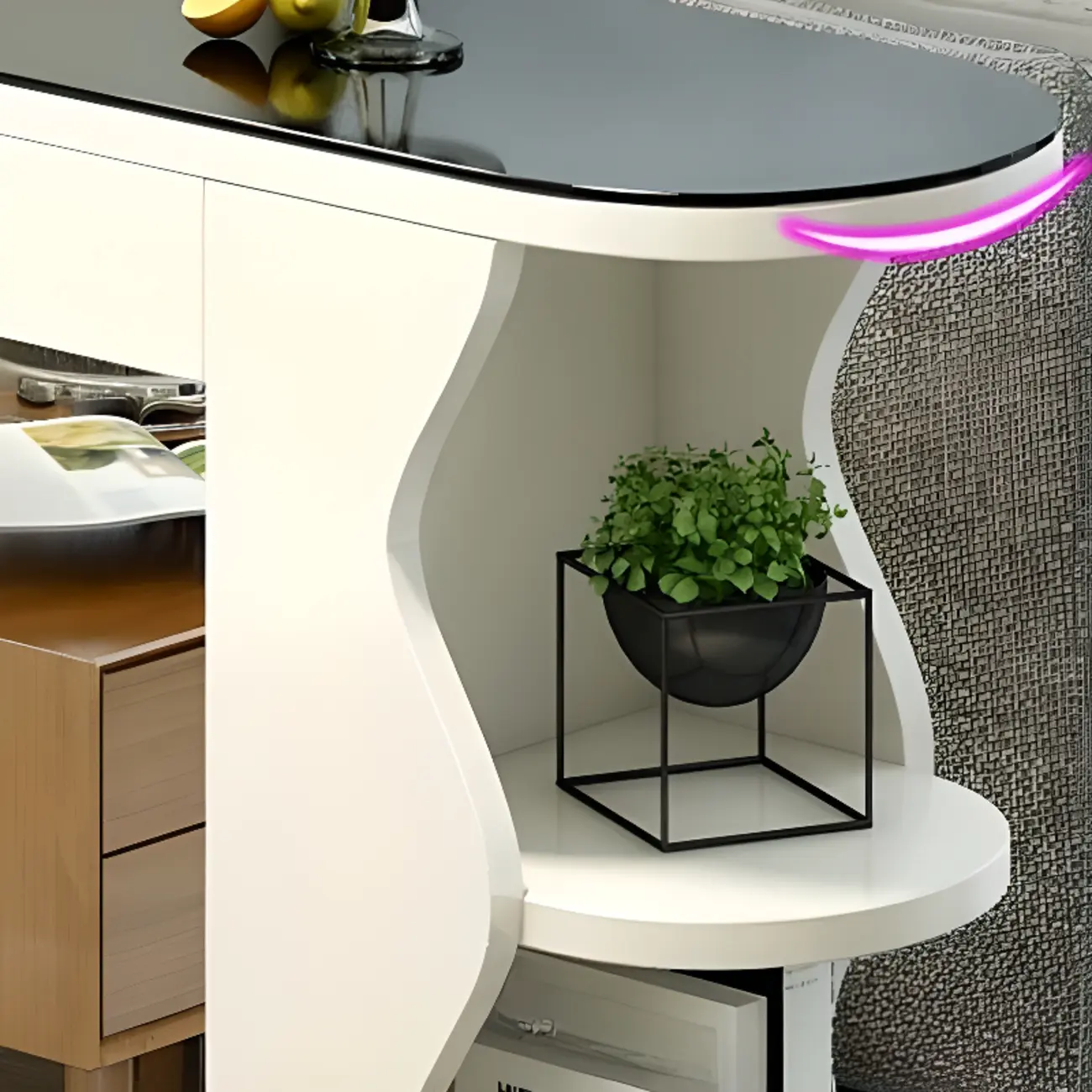 Modern Black-White Wooden Asymmetrical Shelves Bar Tables Image - 4 | homeyfad