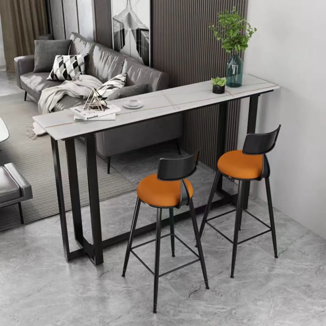 Scandinavian Slate Metal Rectangular Bar Tables Image - 1 | homeyfad