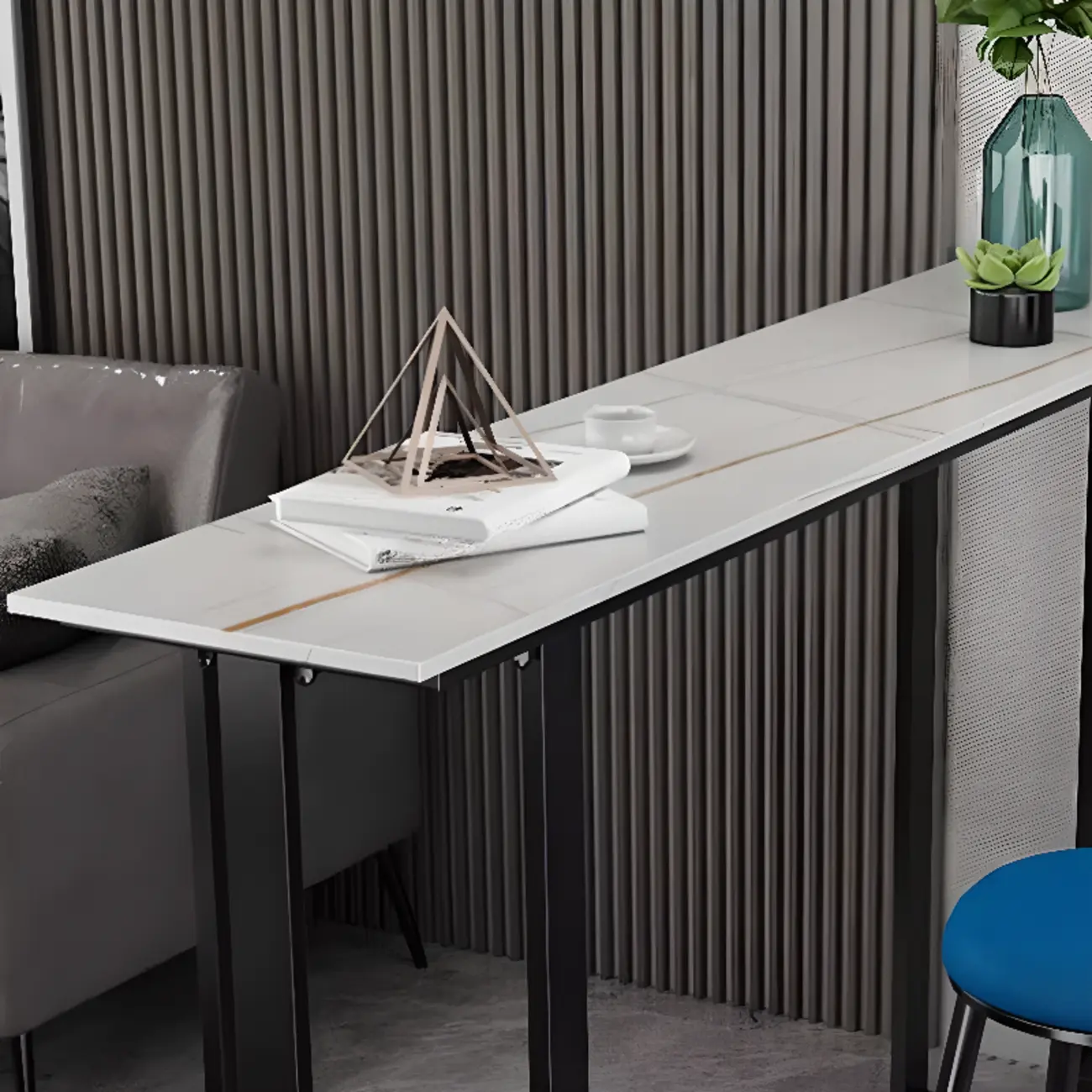 Scandinavian Slate Metal Rectangular Bar Tables Image - 9 | homeyfad