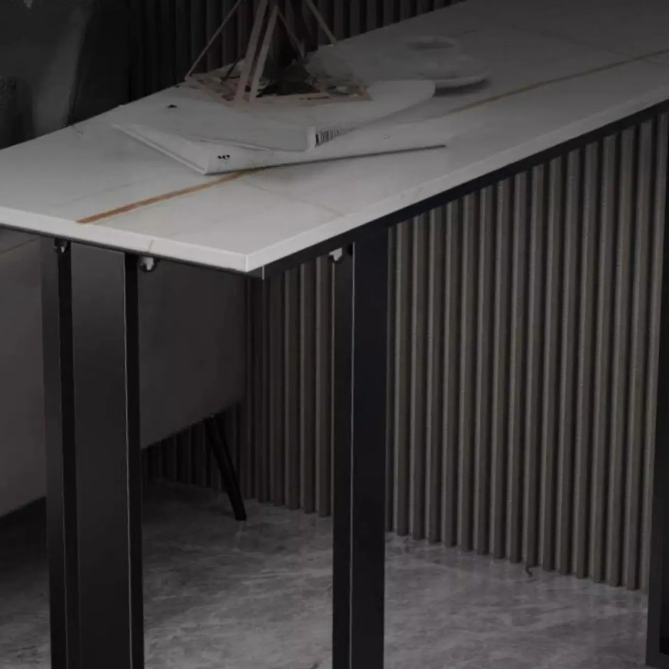 Scandinavian Slate Metal Rectangular Bar Tables Image - 10 | homeyfad