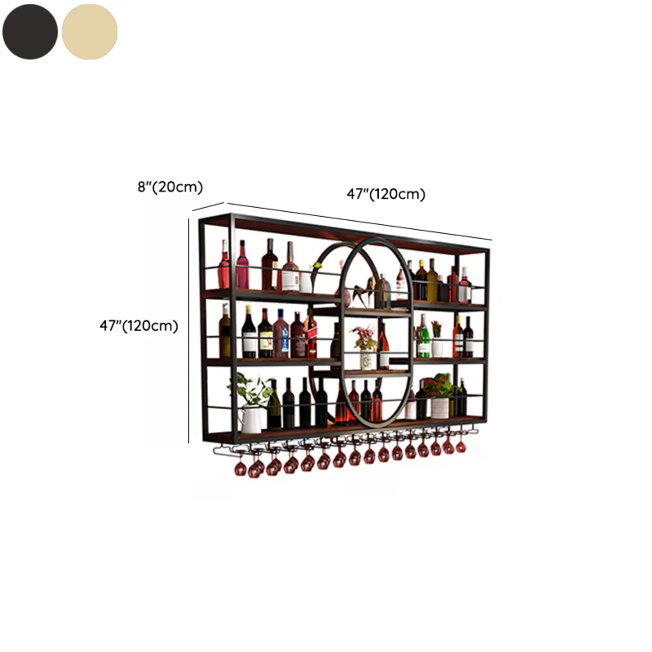 Nordic Metal Black Wall Mounted Wine Rack with Light Image - 16 | homeyfad