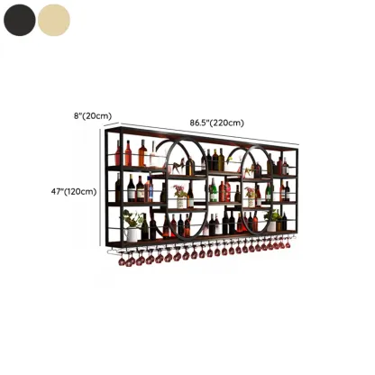Nordic Metal Black Wall Mounted Wine Rack with Light Image - 20