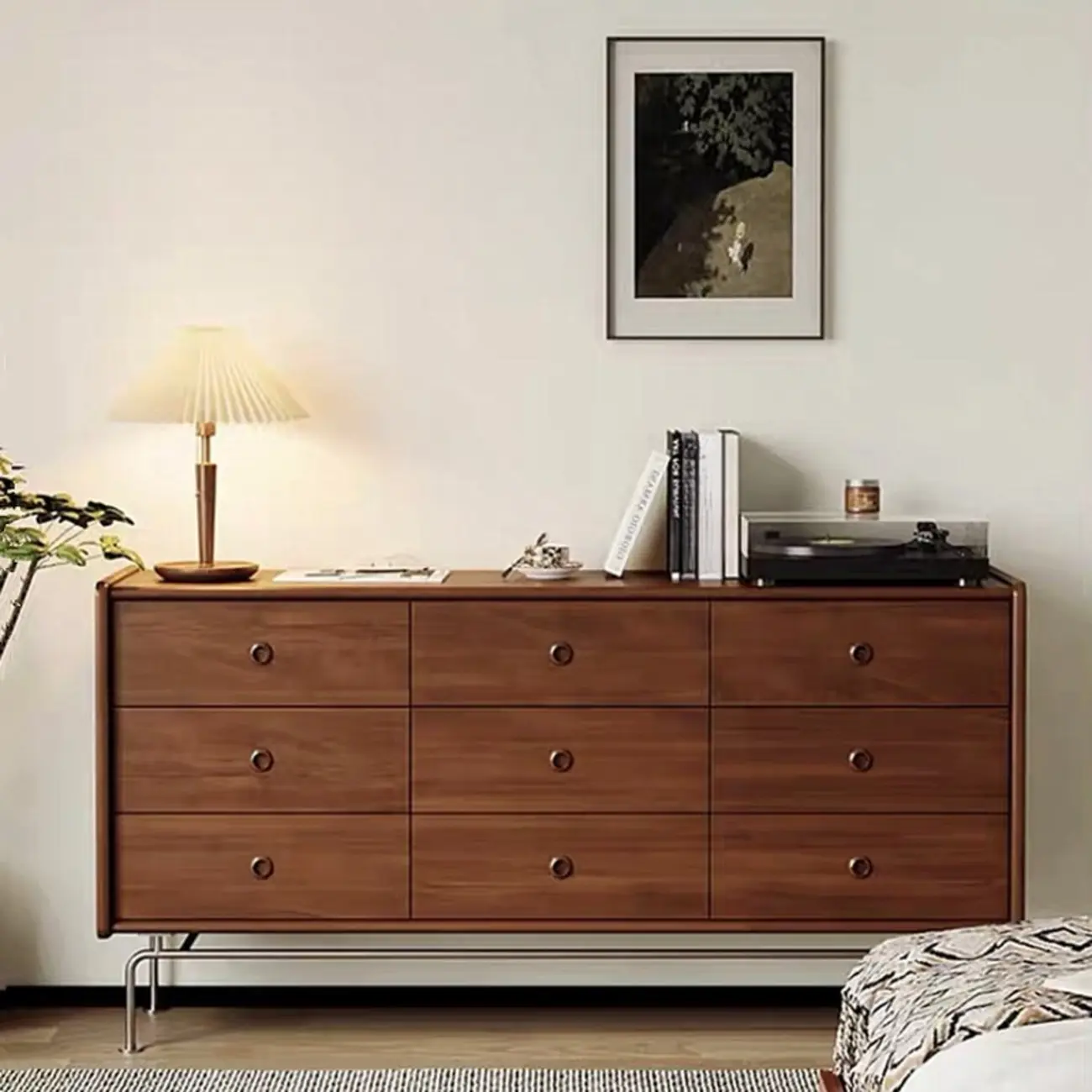 Trendy Lumber Cocoa Chest with 9 Drawers and Metal Base Image - 1 | homeyfad