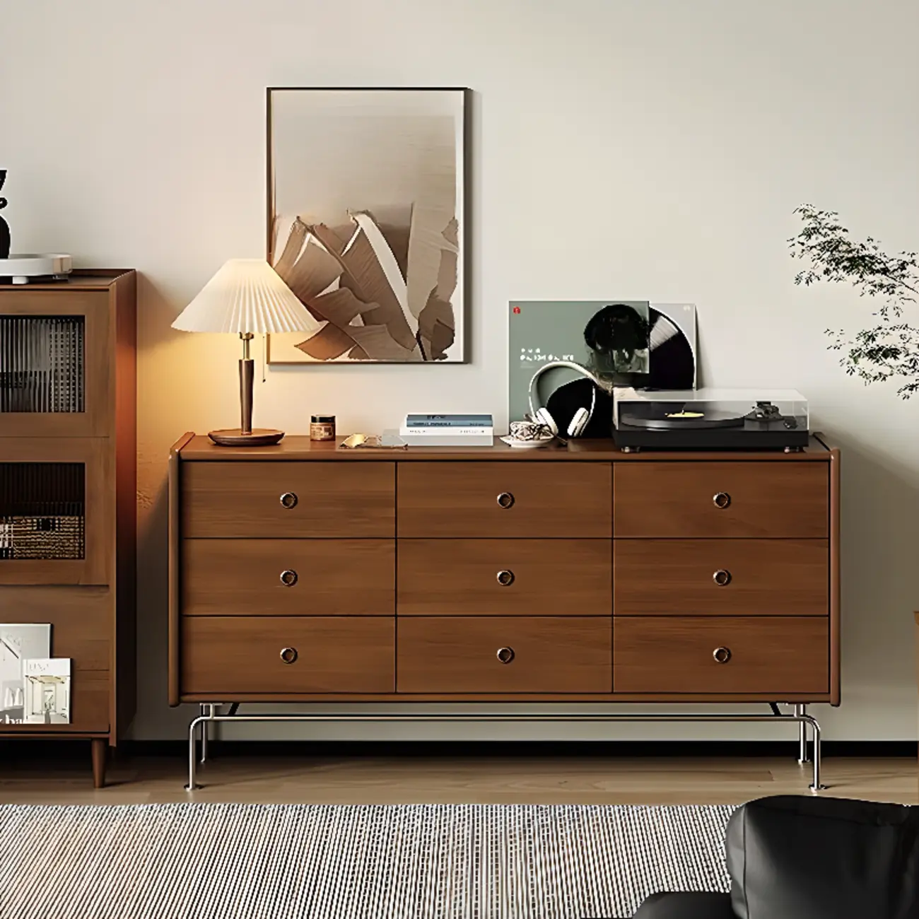 Trendy Lumber Cocoa Chest with 9 Drawers and Metal Base Image - 3 | homeyfad