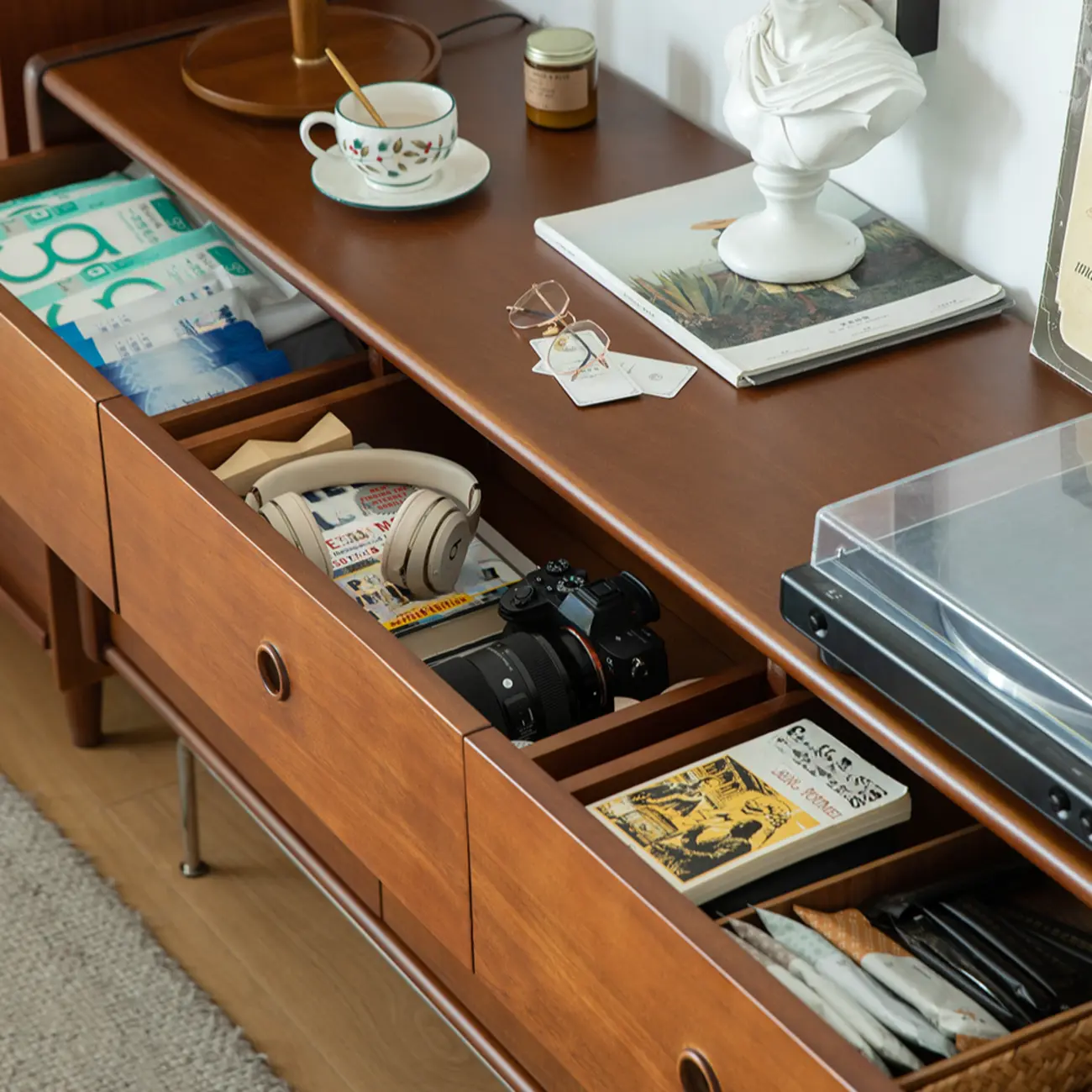Trendy Lumber Cocoa Chest with 9 Drawers and Metal Base Image - 10 | homeyfad