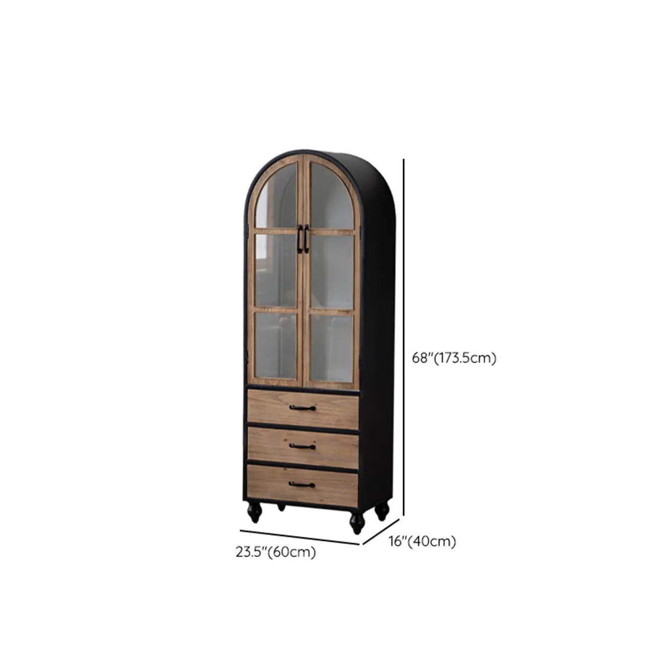 Rustic Wooden Freestanding Cabinet for Living Room Decor with Arch Shape | homeyfad