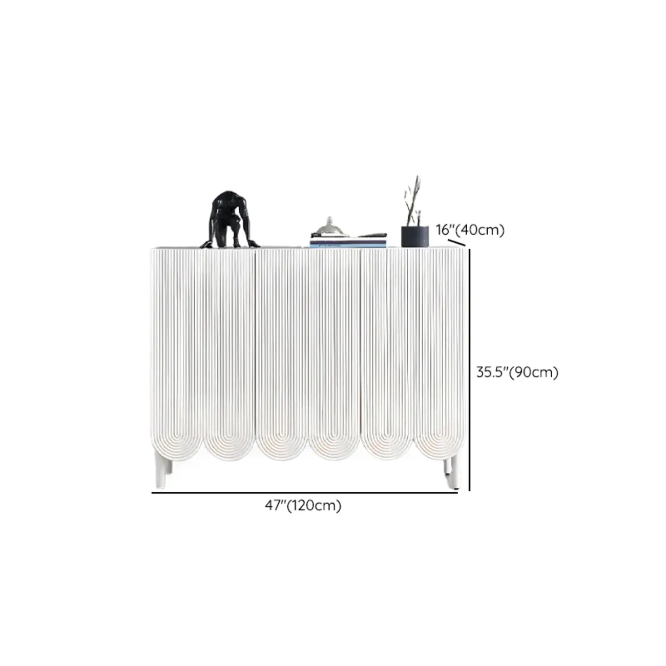 Modern Corrugated Wood Scalloped Adjustable Shelves Cabinet #size | homeyfad