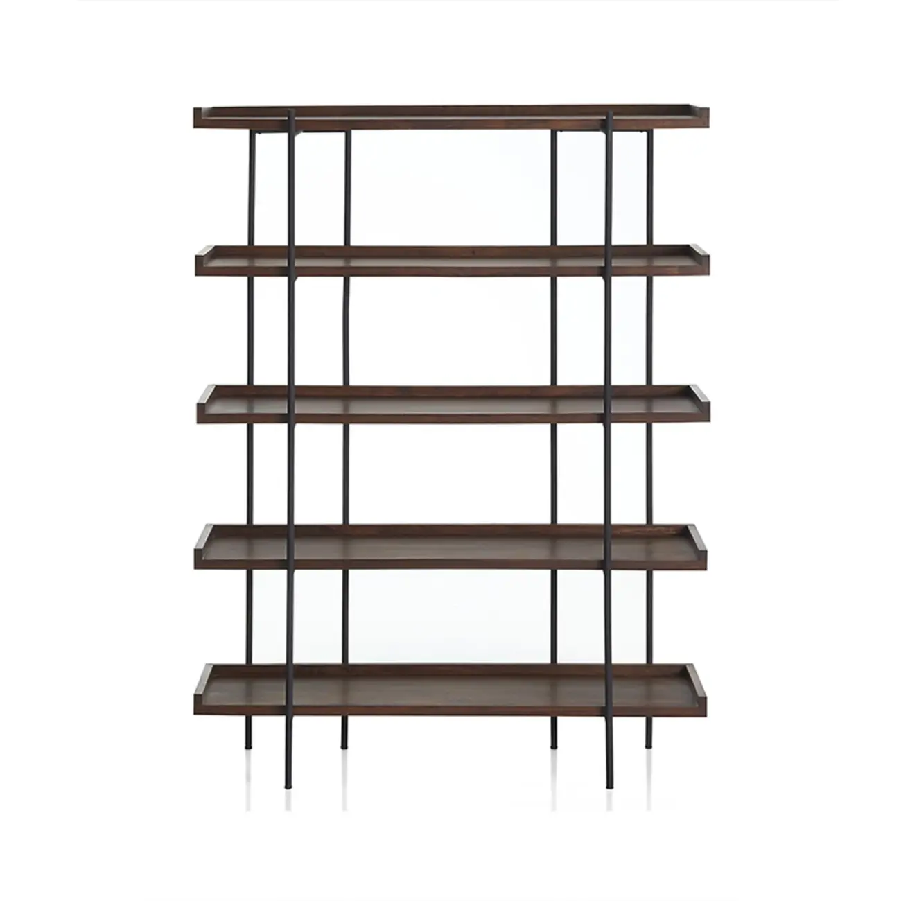 Contemporary Iron Brown Multi-tier Wood Etagere Bookcase Image - 3 | homeyfad