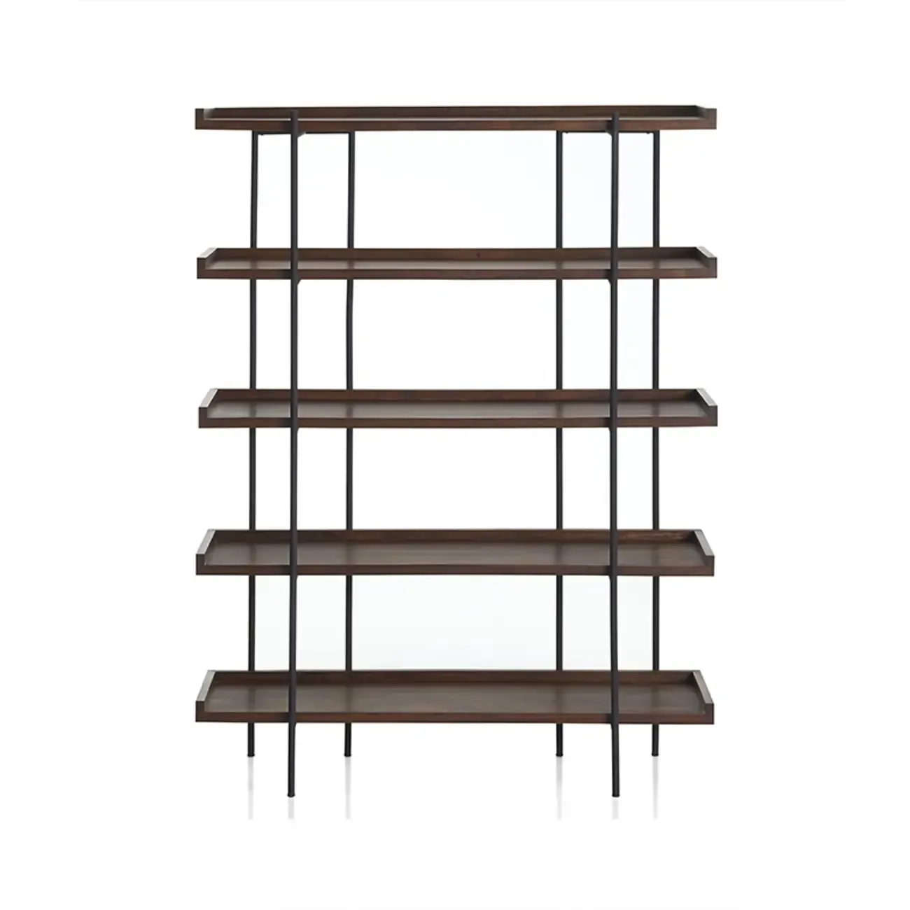 Contemporary Iron Brown Multi-tier Wood Etagere Bookcase Image - 3