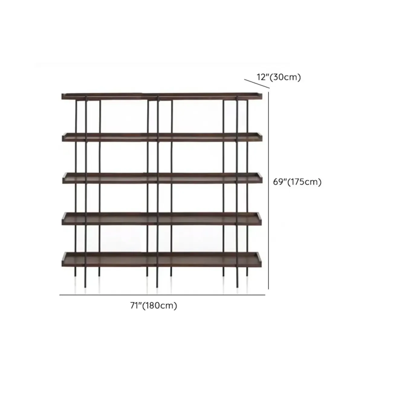 Industrial Etagere Bookshelf Metal and Wood 5-Tier Open Storage Image - 19