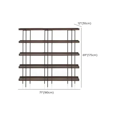 Industrial Etagere Bookshelf Metal and Wood 5-Tier Open Storage Image - 19