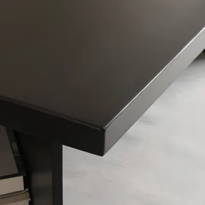 Elegant Black Rectangular Writing Desk with Shelf for Home Office Image - 7