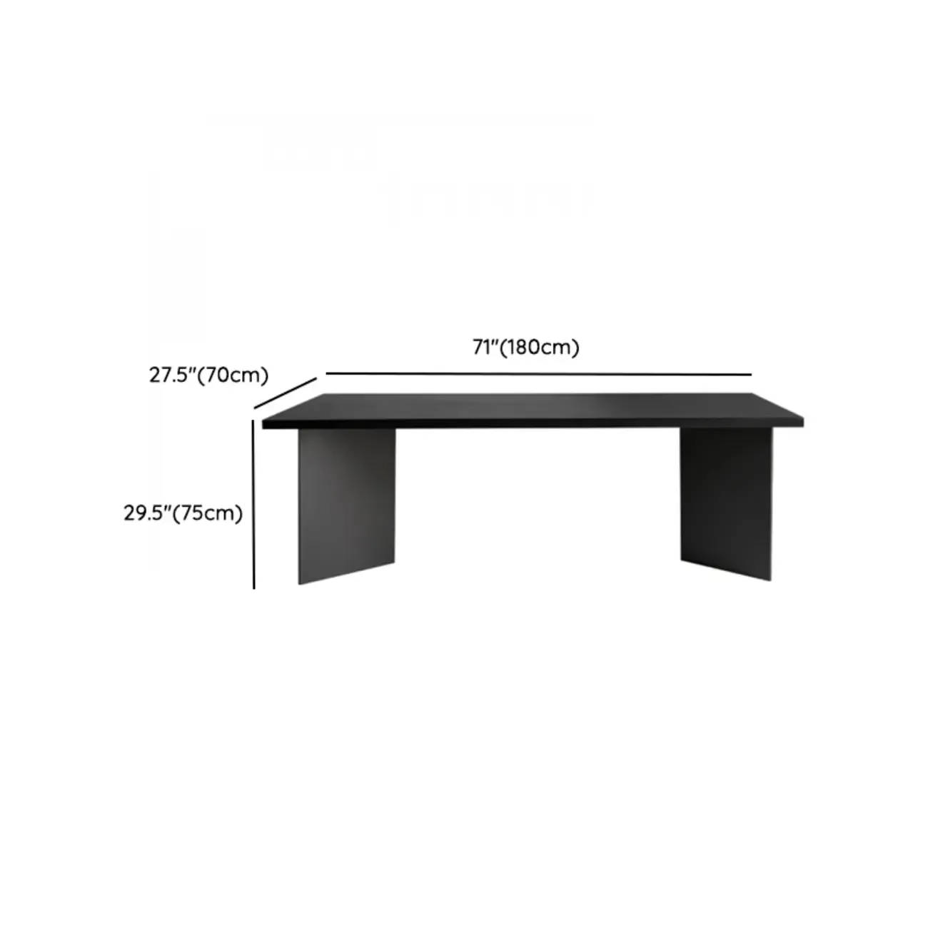 Elegant Black Rectangular Writing Desk with Shelf for Home Office Image - 14