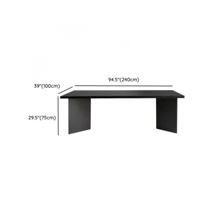 Elegant Black Rectangular Writing Desk with Shelf for Home Office Image - 17