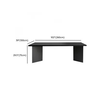 Elegant Black Rectangular Writing Desk with Shelf for Home Office Image - 18