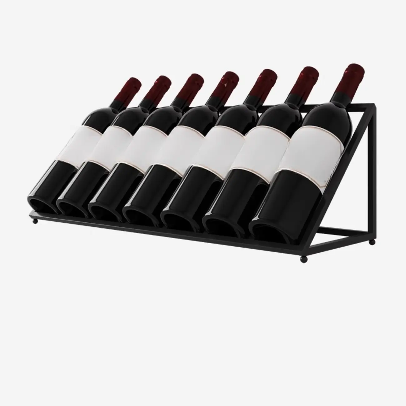 Modern Metal Wine Rack Slanted Holder Shelf for 7 Bottles Image - 2 | homeyfad
