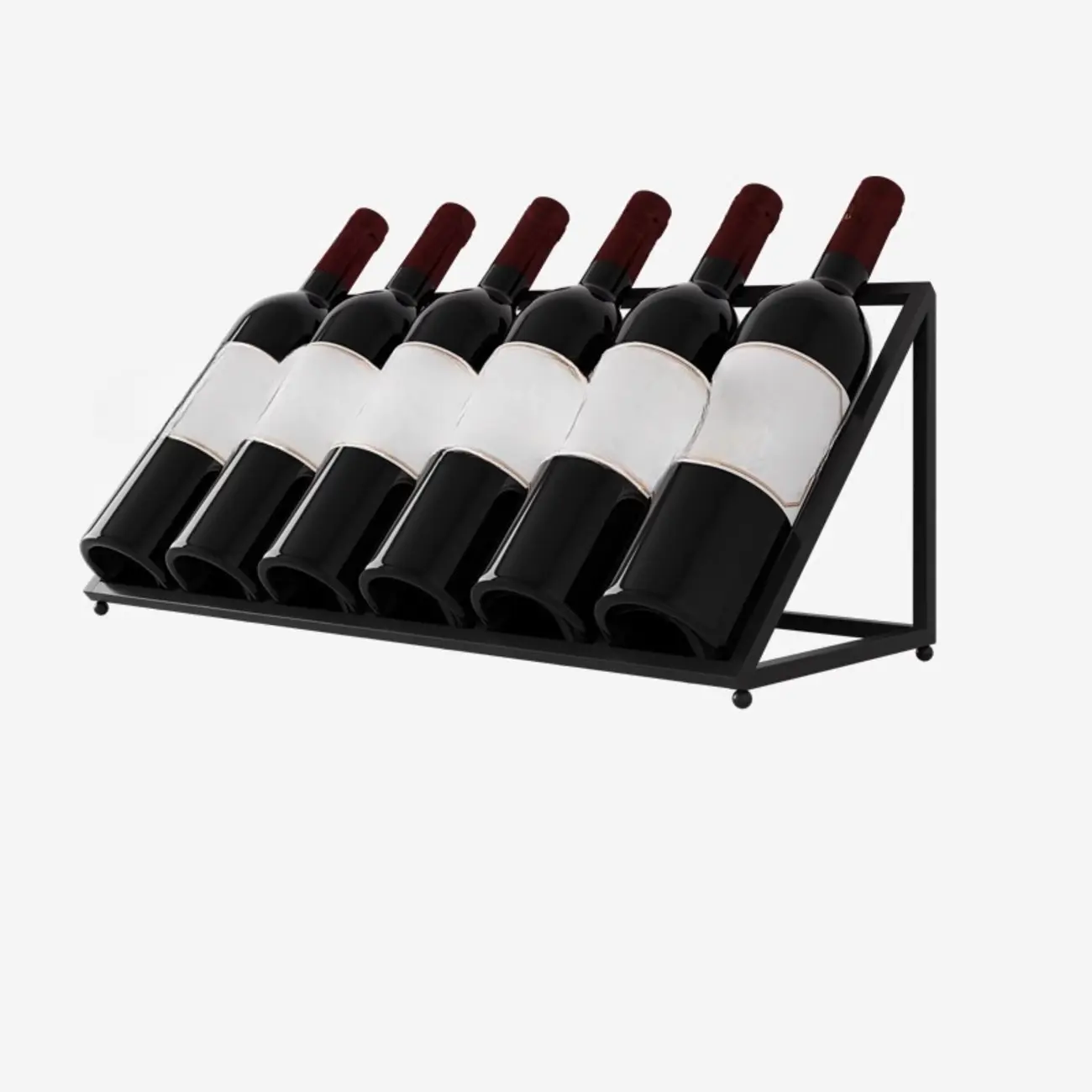 Modern Metal Wine Rack Slanted Holder Shelf for 7 Bottles Image - 3 | homeyfad