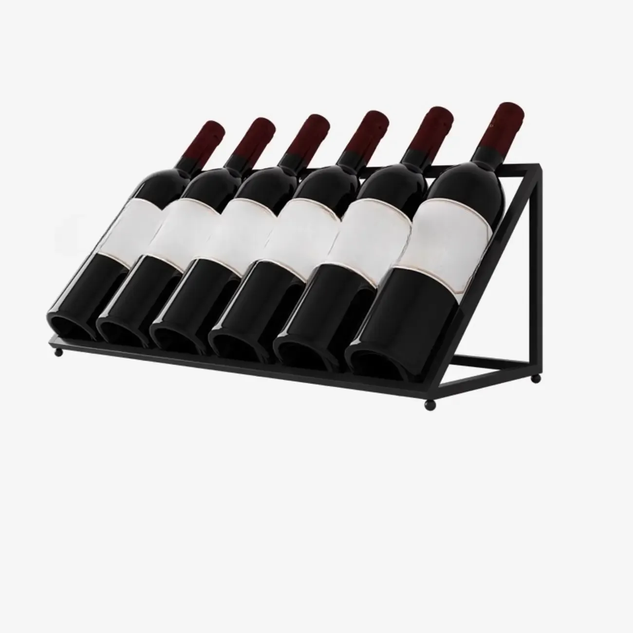 Modern Metal Wine Rack Slanted Holder Shelf for 7 Bottles Image - 3