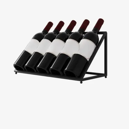 Modern Metal Wine Rack Slanted Holder Shelf for 7 Bottles Image - 6