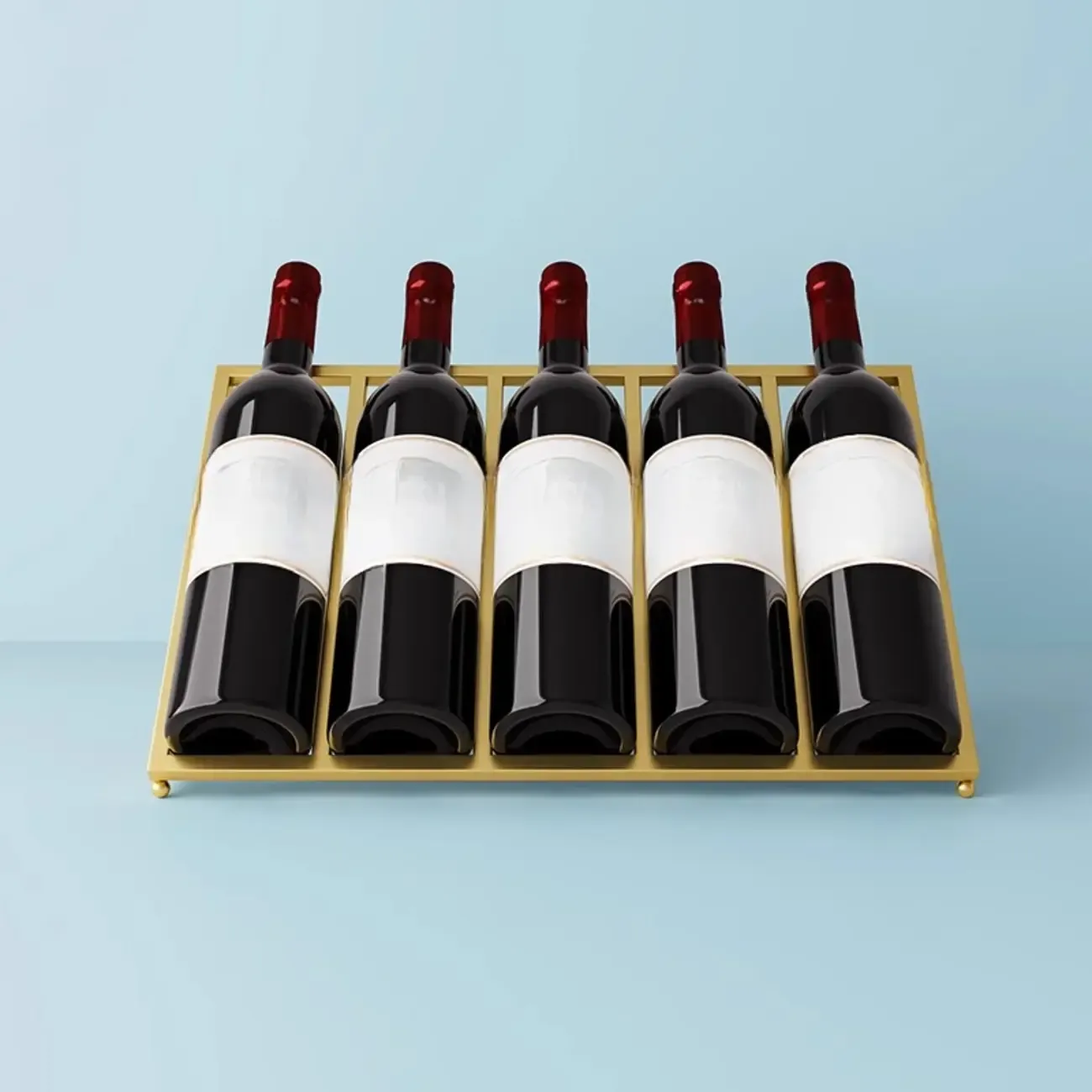 Modern Metal Wine Rack Slanted Holder Shelf for 7 Bottles Image - 8
