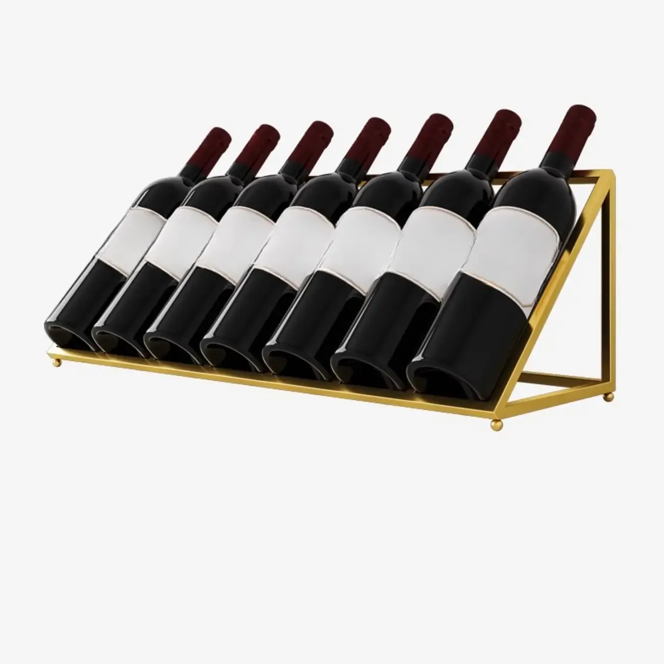 Modern Metal Wine Rack Slanted Holder Shelf for 7 Bottles Image - 11
