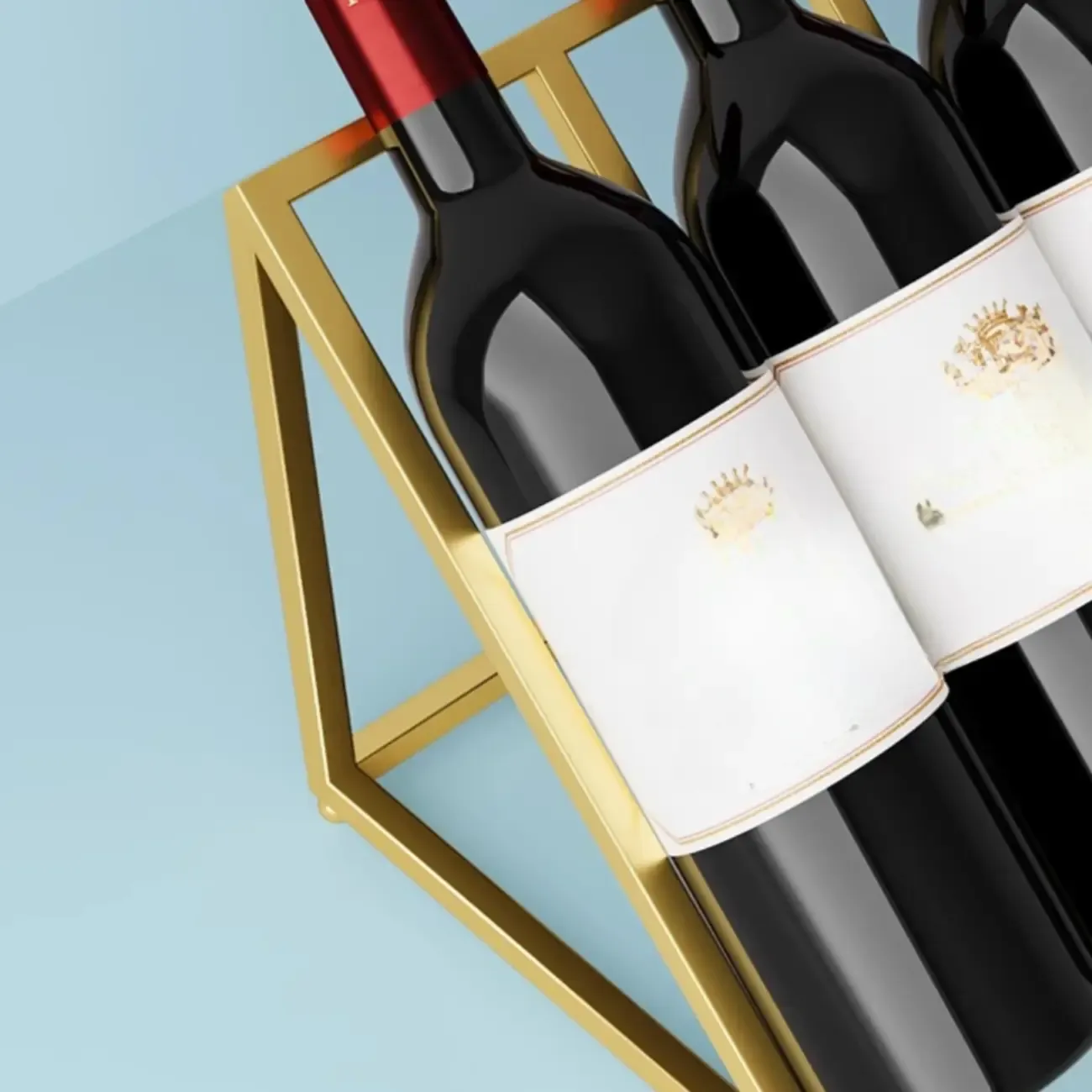 Modern Metal Wine Rack Slanted Holder Shelf for 7 Bottles Image - 12