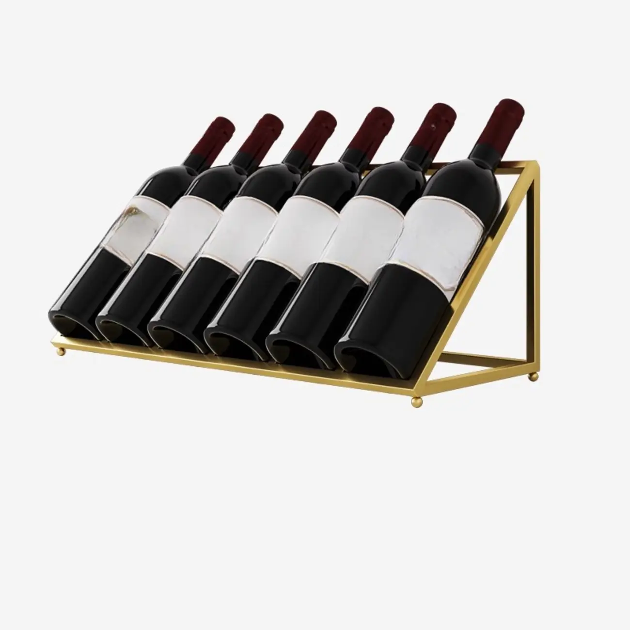Modern Metal Wine Rack Slanted Holder Shelf for 7 Bottles Image - 13 | homeyfad