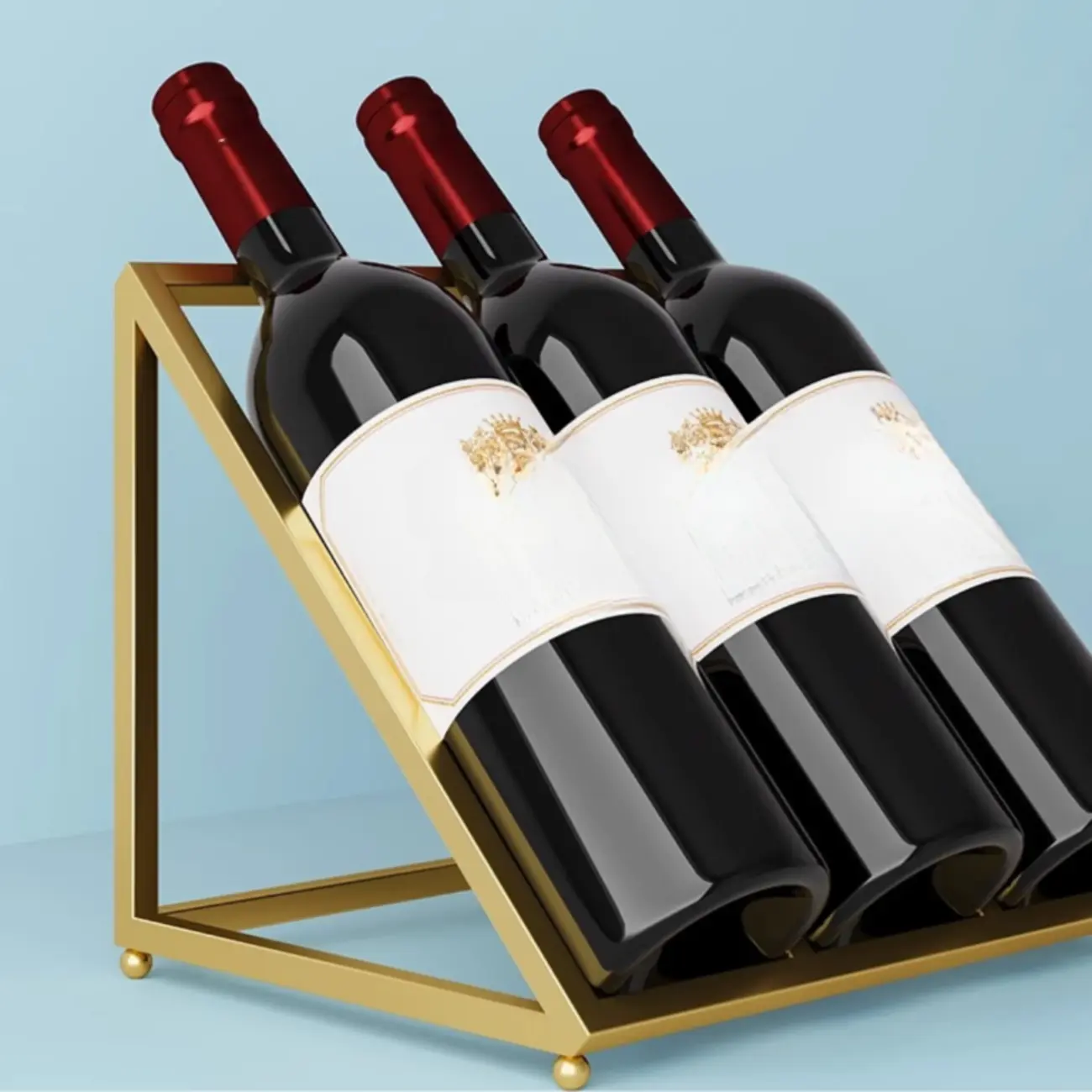 Modern Metal Wine Rack Slanted Holder Shelf for 7 Bottles Image - 14 | homeyfad