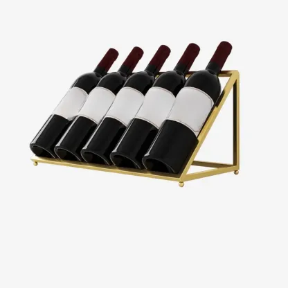 Modern Metal Wine Rack Slanted Holder Shelf for 7 Bottles Image - 15