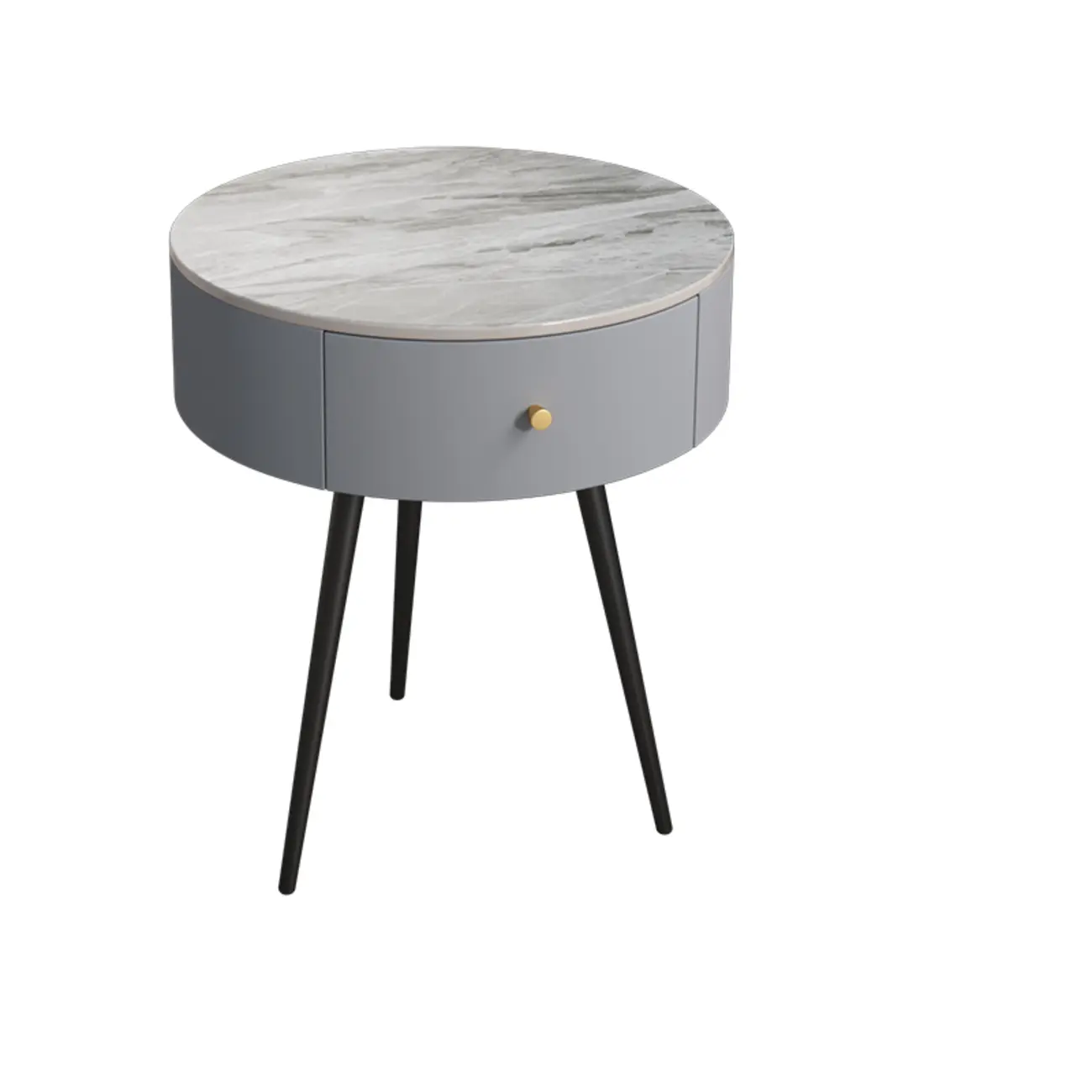 Modern Sintered Stone Top Round Drawer Tripod Nightstand Image - 11 | homeyfad