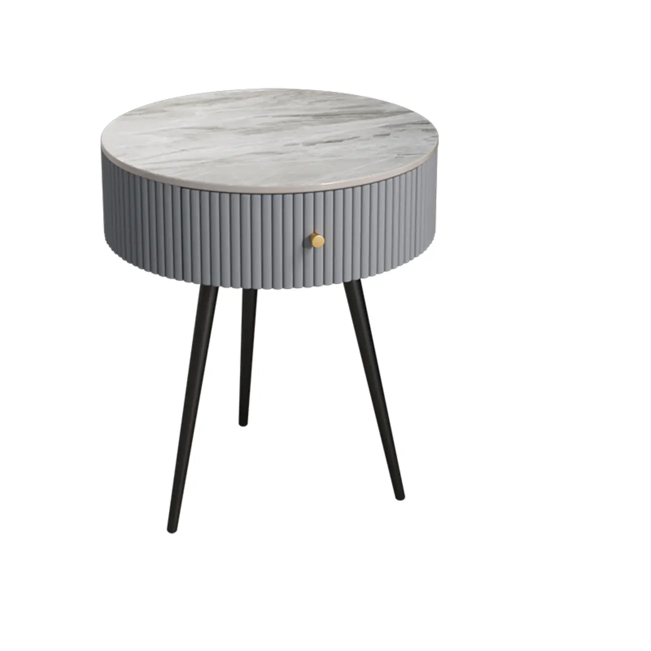 Modern Sintered Stone Top Round Drawer Tripod Nightstand Image - 12 | homeyfad
