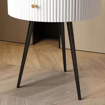 Modern Sintered Stone Top Round Drawer Tripod Nightstand Image - 8