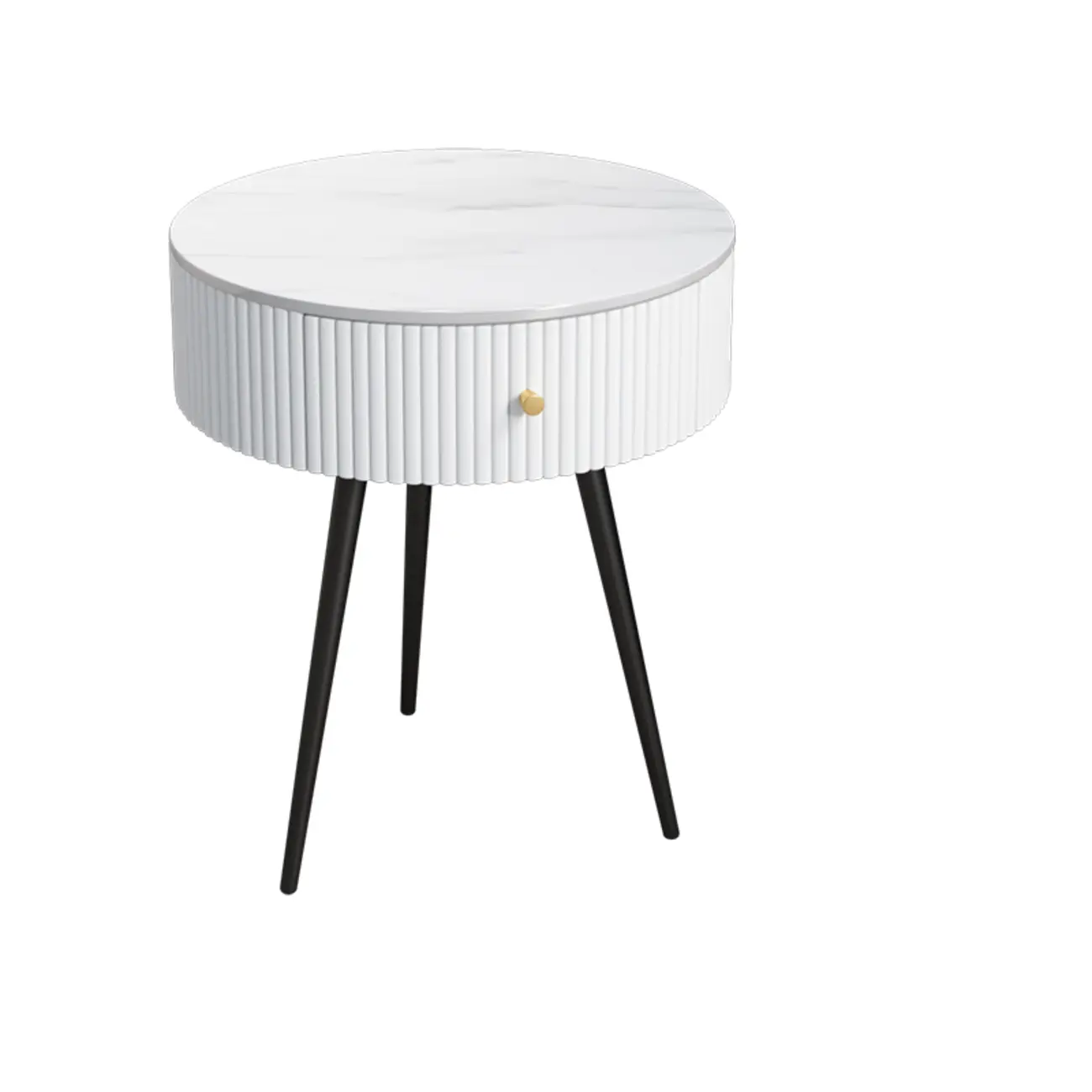 Modern Sintered Stone Top Round Drawer Tripod Nightstand Image - 18 | homeyfad